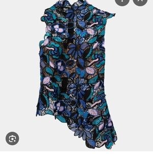 Self-Portrait Celeste Sleeveless Top Cobalt Blue Sz 2